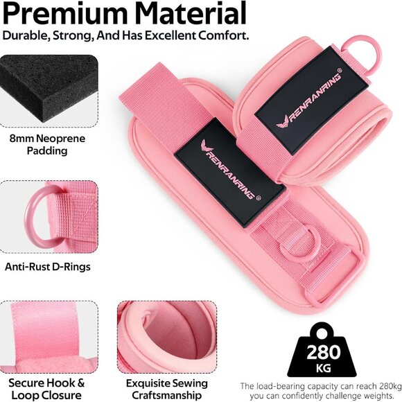 Ankle Resistance Bands, Ankle Bands for Working Out with Cuffs, Ankle Resistance - Picture 2 of 8